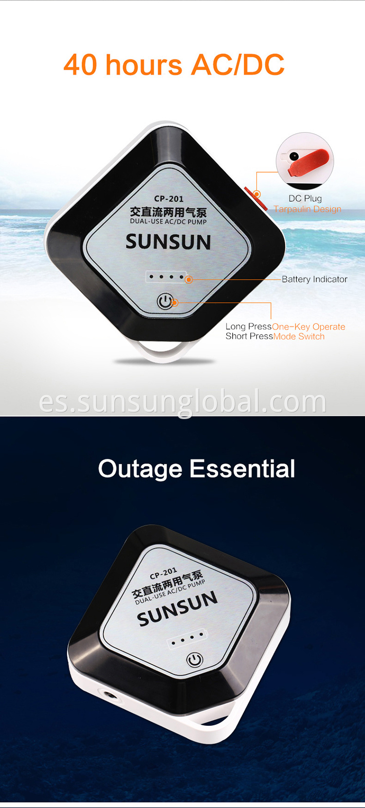 Mini bomba de aire de CC Sunsun para acuario eléctrico